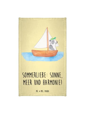 Mr. & Mrs. Panda Gästehandtuch Sommerliebe mit Spruch in Gelb Pastell