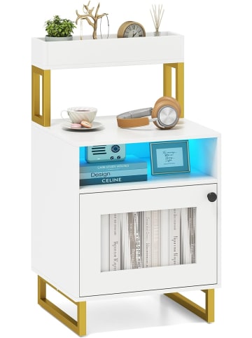 COSTWAY Nachttisch mit LED in Weiß