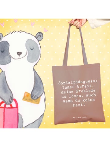 Mr. & Mrs. Panda Tragetasche Spruch Sozialpädagogin Helferherz m... in Braun Pastell