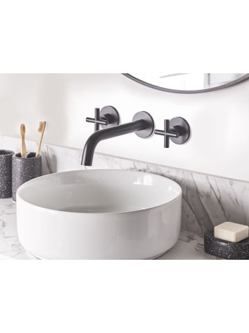 Beliani Wasserhähne KAIETEUR in Schwarz - (W) 30 x (H) 9 x (L) 21 cm