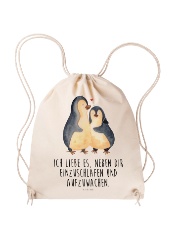 Mr. & Mrs. Panda Jutebeutel Pinguine Einschlafen mit Spruch in Creme