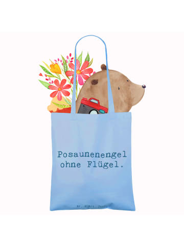 Mr. & Mrs. Panda Jutebeutel Spruch Engel Posaune mit Spruch in Sky Blue