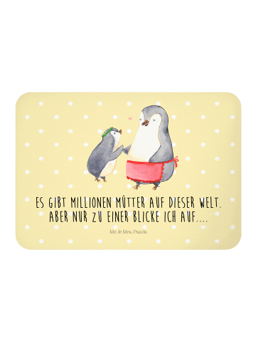 Mr. & Mrs. Panda magnet Pinguin mit Kind mit Spruch in Gelb Pastell