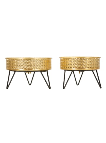 Mauro Ferretti Set mit 2 goldenen Metall-Pflanztöpfen, Ø cm 20,5 x 13 – 18 x 13