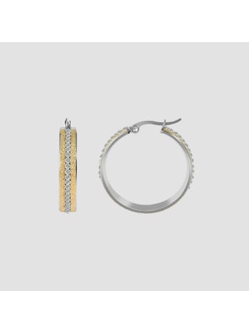 Adeliás Damen Ohrringe – Creole aus Edelstahl mit Strass Steinchen in gold