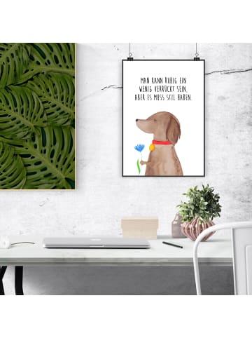 Mr. & Mrs. Panda Poster Hund Blume Motiv mit Spruch in Weiß
