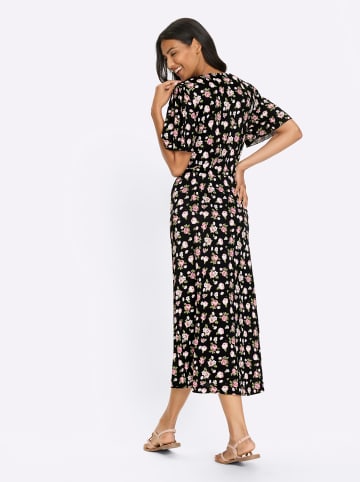 Sieh an! Jersey-Kleid in schwarz-altrosa-bedruckt