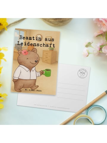 Mr. & Mrs. Panda Postkarte Beamtin Leidenschaft Design mit Spruch in Weiß