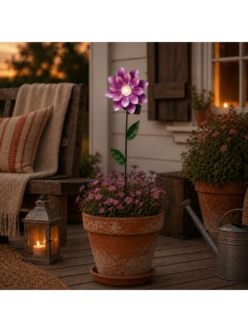 MARELIDA LED Solar Gartenstecker Blume Garten Blumenstecker H: 49,5cm in lila