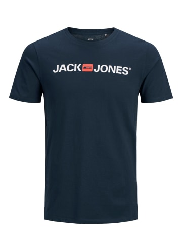 Jack & Jones JJECORP Print Kurzarm CREW NECK T-Shirt Plus +Size in Navy