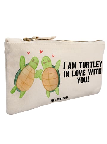 Mr. & Mrs. Panda Beauty Bag Schildkröten Paar mit Spruch in Weiß