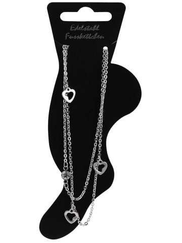 Adeliás Damen Armband – Herz aus Edelstahl mit Strass Steinchen 26 cm in silber
