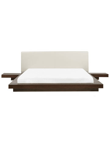 Beliani Doppelbett ZEN in Braun/Weiß - (W) 328 x (H) 86 x (L) 229 cm