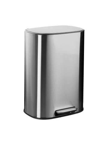 relaxdays Mülleimer in Silber - 50 Liter