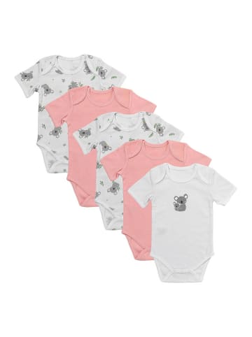 Schlummersack Bio Baby-Bodys kurzarm 5er-Pack in Rosa-Weiß