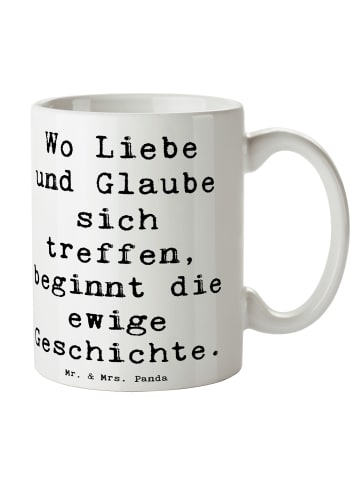 Mr. & Mrs. Panda Tasse Kirchliche Trauung Liebe Glaube mit Spruch in Weiß