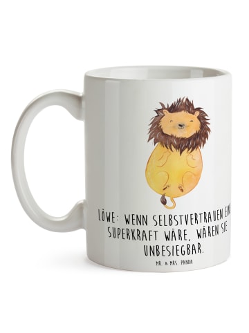 Mr. & Mrs. Panda Kaffeetasse Löwe Superkraft mit Spruch in Weiß