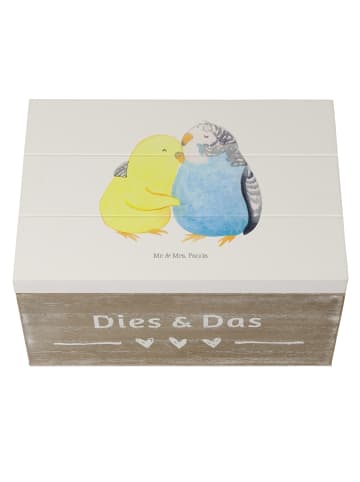 Mr. & Mrs. Panda Holzkiste Wellensittich Liebe ohne Spruch in Weiß