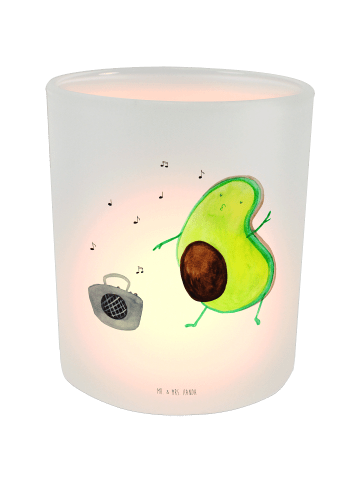 Mr. & Mrs. Panda Teelicht Glas Avocado Tanzen ohne Spruch in Transparent