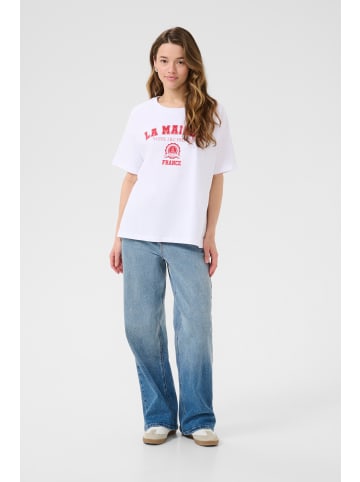 Kaffe T-shirt KAadelina Loose fit in Optical White/Red Text Print
