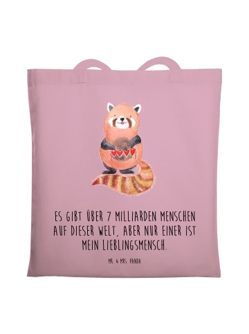 Mr. & Mrs. Panda Schultertasche Roter Panda mit Spruch in Rosa Pastell