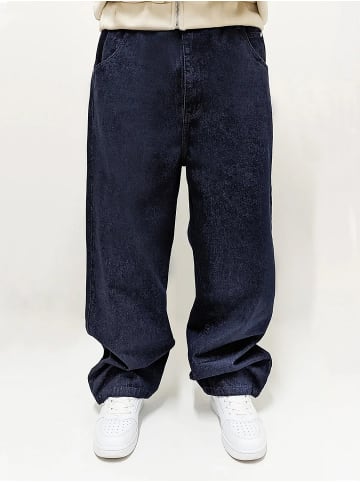 DADA Baggy Denim Jeans mit Stickerei Raw Indigo in Blau