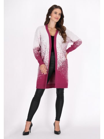 faina Damen Cardigan in Wollweiss Fuchsia