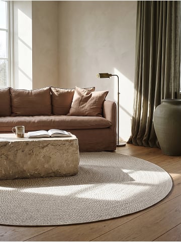 KADIMA DESIGN Teppich rund Uni flachgewebt pflegeleicht Wohnzimmer Flur Esszimmer in Creme