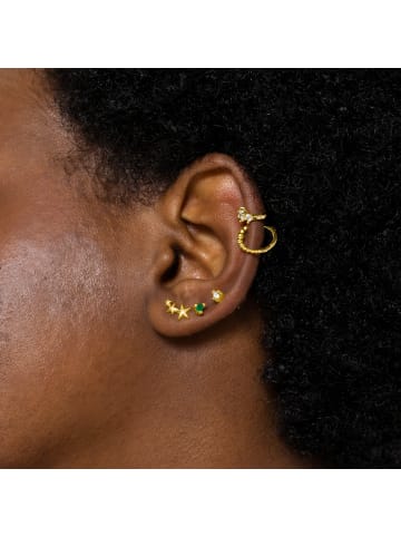 Luxenter Piercing aus 925er Sterlingsilber mit rubinrotem Zirkonia, 18K Gelbgold-Finish