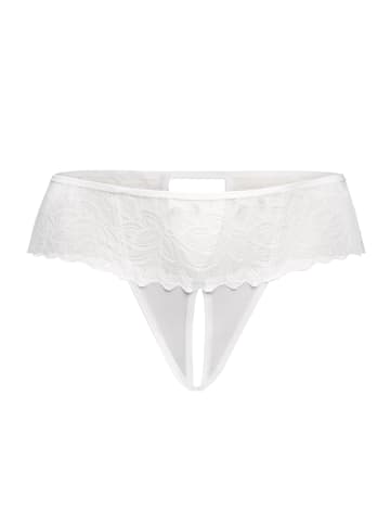 Teyli Ouvert Tanga aus Mesh mit floraler Spitze Rossu in weiß