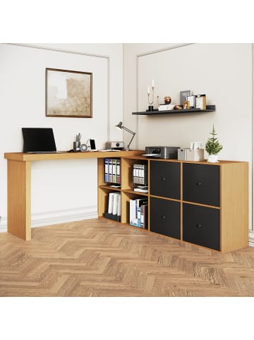 ABRIHOME L Schreibtisch Tischplatte 360​​° Schwenkbar, Schubladen