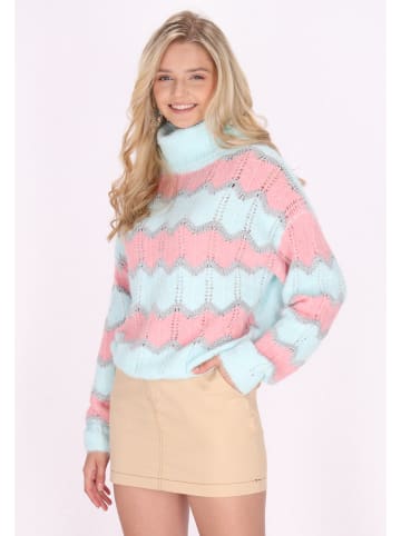 IZIA Damen Pullover in Türkis Mehrfarbig