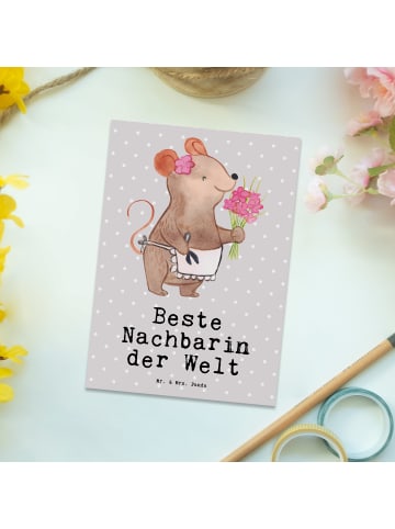 Mr. & Mrs. Panda Wanddeko Maus Beste Nachbarin der Welt mit Spruch in Grau Pastell