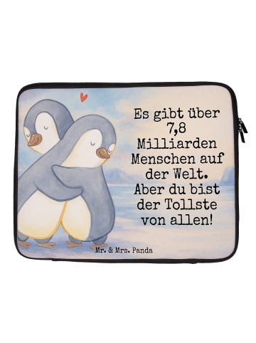 Mr. & Mrs. Panda Laptop Tasche Pinguine Kuscheln Design mit Spruch in Weiß