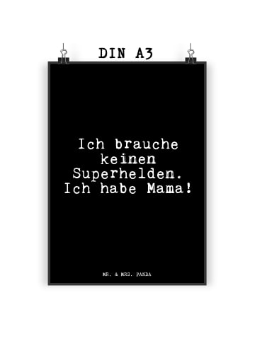 Mr. & Mrs. Panda Bild Ich brauche keinen Superhelden.... mit Spruch in Schwarz