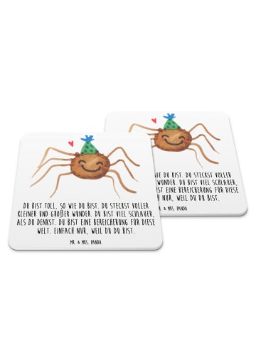 Mr. & Mrs. Panda Untersetzer Spinne Agathe Party mit Spruch in Weiß