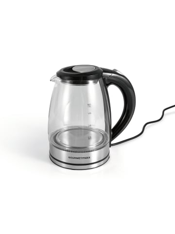 Gourmet Maxx Glas-Wasserkocher 1,8l 1800W schwarz/silber Schwarz