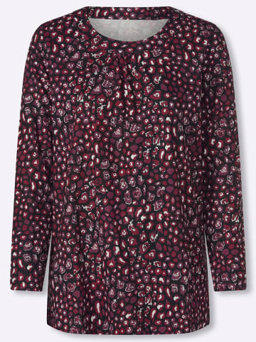 Sieh an! Longshirt in schwarz-dunkelrot-bedruckt
