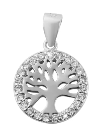 Adeliás Damen Anhänger – Lebensbaumanhänger aus 925 Silber mit Zirkonia in silber