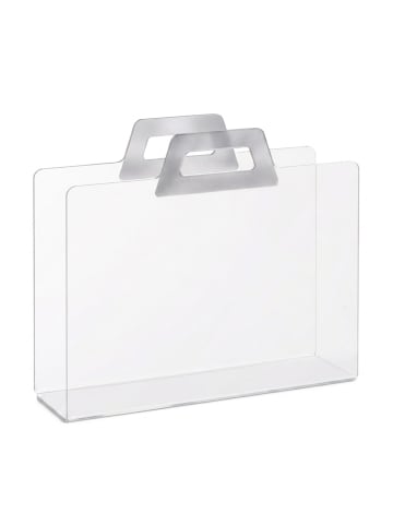 relaxdays Zeitungsständer in Silber - (B)33x (H)29 x (T)10 cm