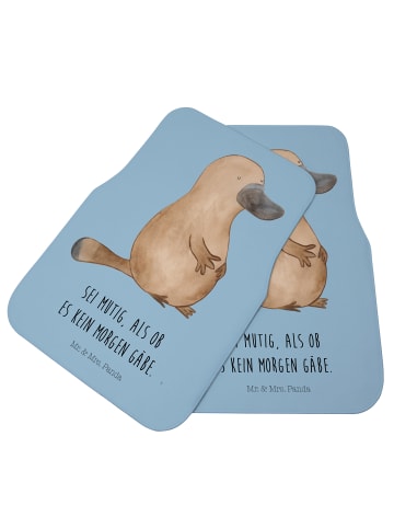 Mr. & Mrs. Panda Automatte Schnabeltier Mut mit Spruch in Blau Pastell