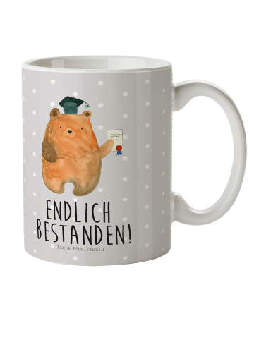 Mr. & Mrs. Panda Kindertasse Bär Prüfung mit Spruch in Grau Pastell