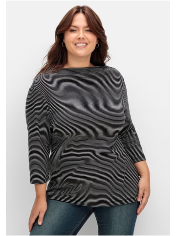 sheego Gestreiftes Shirt in schwarz-weiß