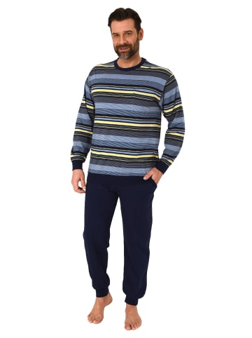 NORMANN langarm Schlafanzug Bündchen Pyjama Streifen - 81246 in gelb