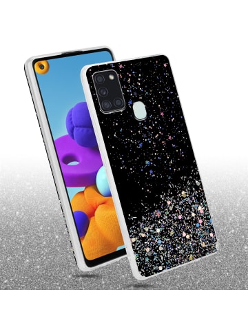 cadorabo Hülle für Samsung Galaxy A21s Glitter in Schwarz mit Glitter