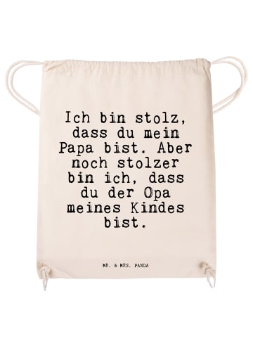 Mr. & Mrs. Panda Rucksackbeutel Ich bin stolz, dass... mit Spruch in Creme