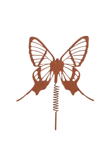 UNUS Gartenstecker Rost Schmetterling mit Wackelfeder in Braun