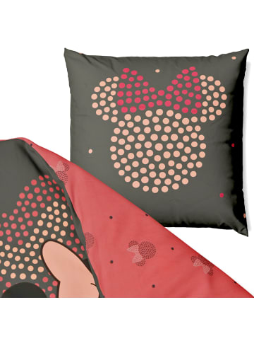 JACK 2 tlg. JACK Renforcé Disney Bettwäsche 135x200cm Minnie Mouse Herzen in Grau