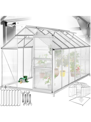 tectake Treibhaus aus Aluminium mit Fundament, 185x375x195cm