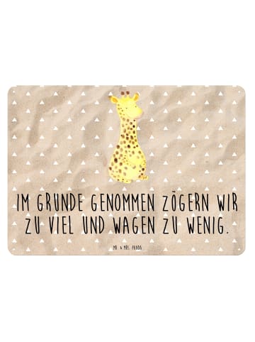 Mr. & Mrs. Panda Blechschild Giraffe Zufrieden mit Spruch in Sandig